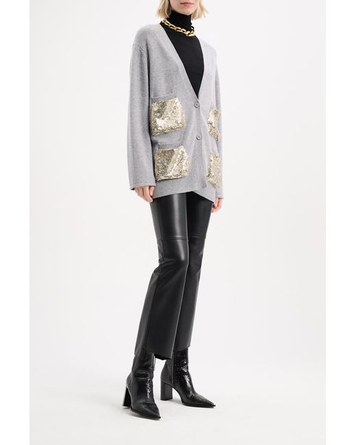 Dorothee Schumacher Gray Cardigan With Sequin Pockets