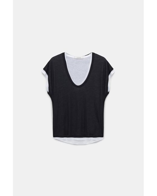 Dorothee Schumacher Blue Double-layer Sleeveless Top With Draped Shoulders