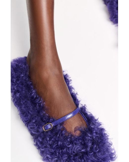 Dorothee Schumacher Blue Curly Sheepskin Mary-Janes