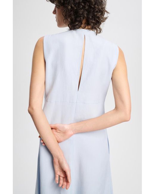 Dorothee Schumacher Blue Linen Blend Dress With Embroidered Cutout