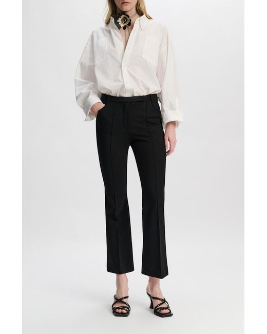 Dorothee Schumacher Black Cropped Flared Pants In Punto Milano With Western Details