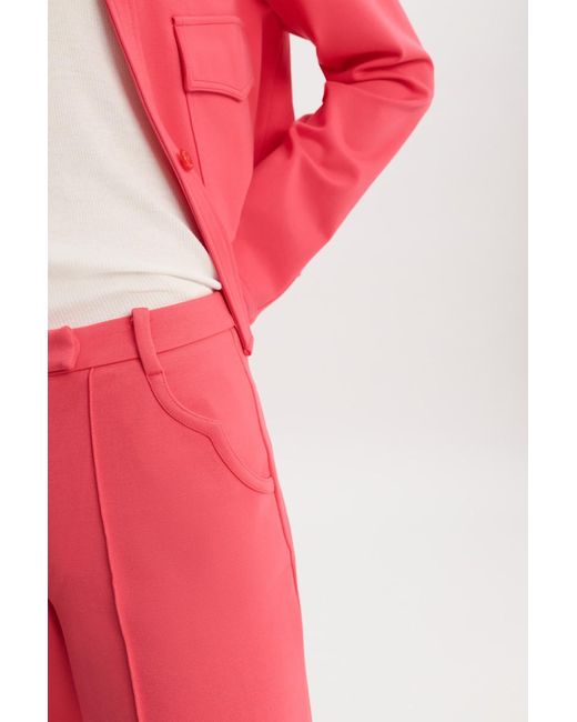 Dorothee Schumacher Red Wide Leg Pants In Punto Milano With Western Details