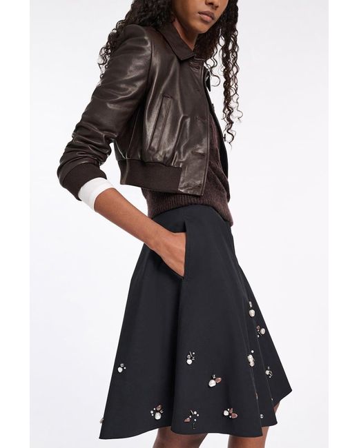 Dorothee Schumacher Black Hand-Embellished Swing Skirt
