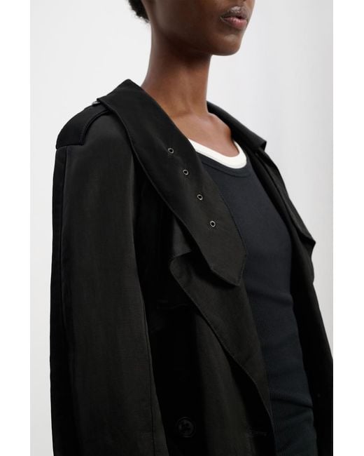 Dorothee Schumacher Black Slouchy, Double-breasted Trench Coat