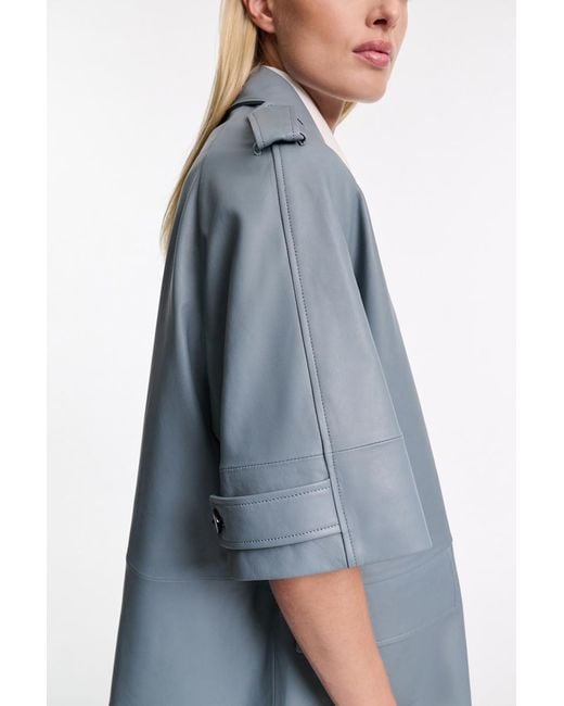 Dorothee Schumacher Blue Kurzmantel aus Lammleder mit Bindegürtel