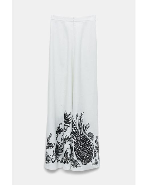Dorothee Schumacher White Linen Midi Skirt With Contrast Broderie Anglaise