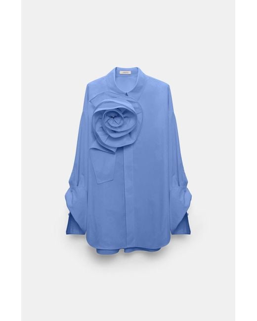 Dorothee Schumacher Blue Cotton Poplin Shirt With Xl Flower