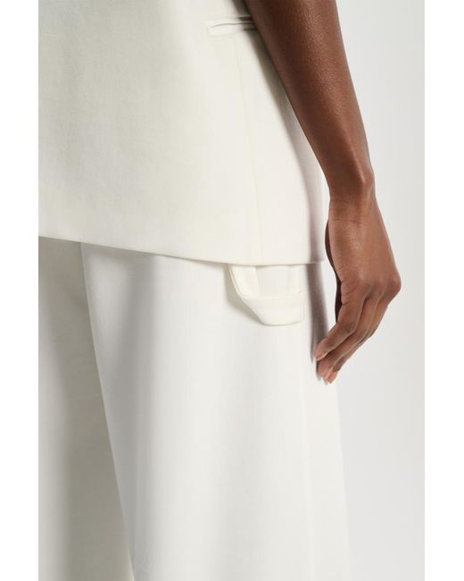 Dorothee Schumacher White Wide Leg Pants In Punto Milano With Pintucks
