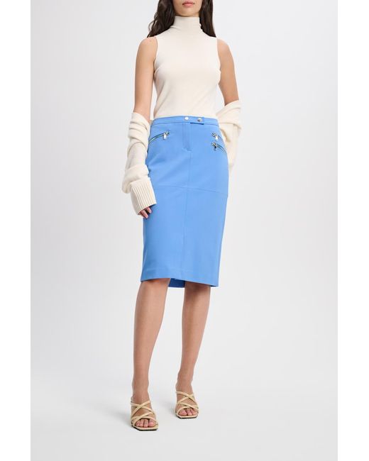 Dorothee Schumacher Blue Punto Milano Skirt With Zipper Detailing