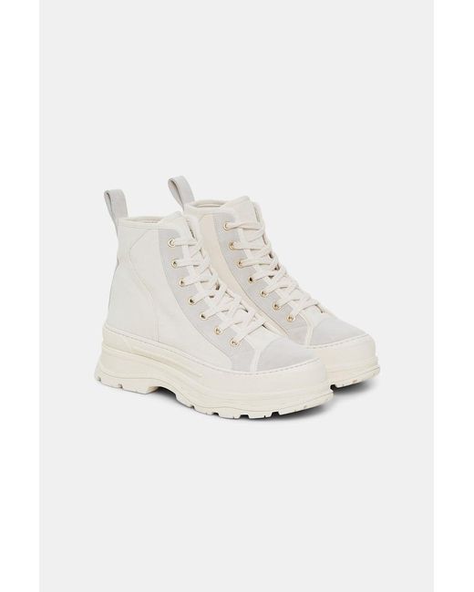 Dorothee Schumacher Natural High-top Cotton And Suede Sneakers