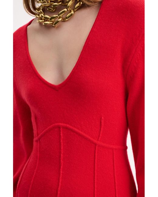 Dorothee Schumacher Red Knit Dress With Seam Detailing