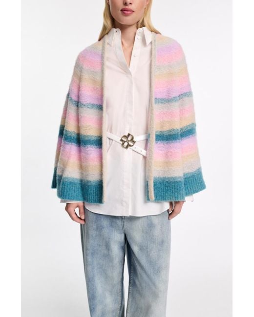 Dorothee Schumacher Multicolor Extra Soft Cashmere Stripe Cape-Cardigan