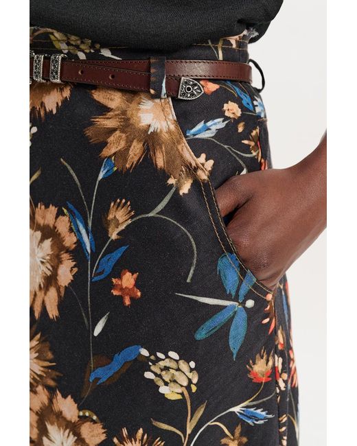 Dorothee Schumacher Multicolor Printed Linen Skirt With Removable Leather Tie Belt