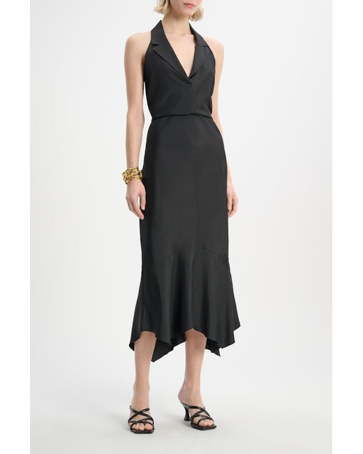 Dorothee Schumacher Black Silk Twill Lingerie Skirt With An Asymmetric Lace Insert