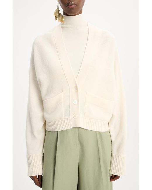 Dorothee Schumacher White Wool-cashmere V-neck Cardigan With Pockets
