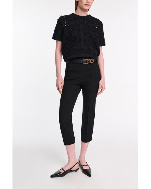 Dorothee Schumacher Black Textured Knit Top With D-Rose Pointelle