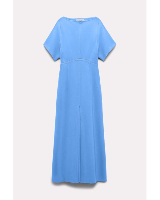 Dorothee Schumacher Blue Dress In Punto Milano With Eco Leather Detailing