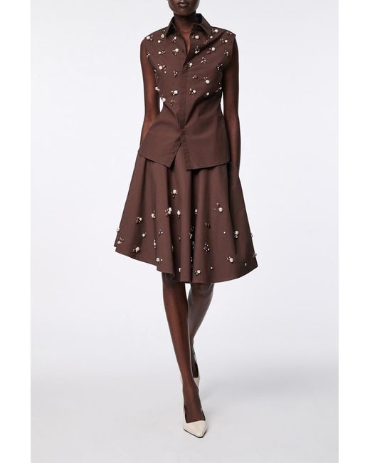 Dorothee Schumacher Brown Von Hand bestickte, ärmellose Bluse