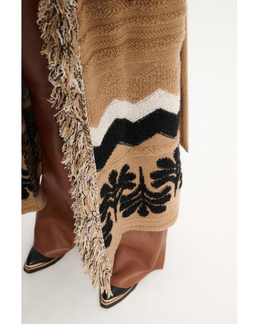 Dorothee Schumacher Brown Jacquard Knit Coat With Fringe