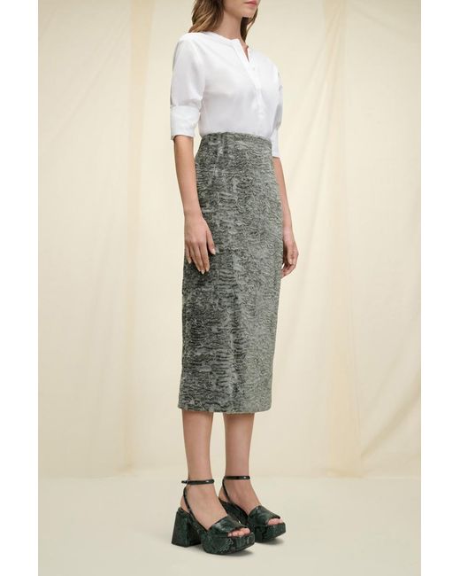 Dorothee Schumacher Gray Embossed Velvet Pencil Skirt