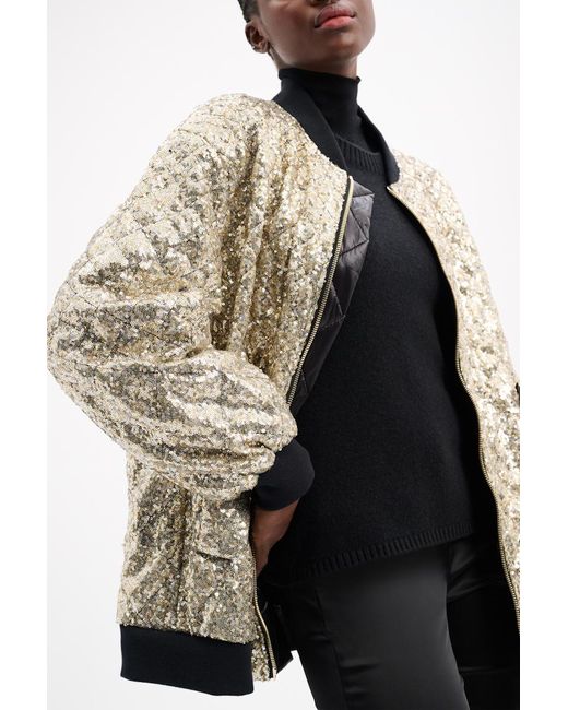 Dorothee Schumacher Natural Oversized Quilted Sequin Jacket