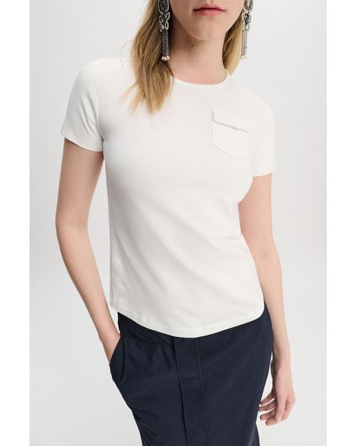 Dorothee Schumacher White Round Neck T-shirt With Mini Western Flap Pocket