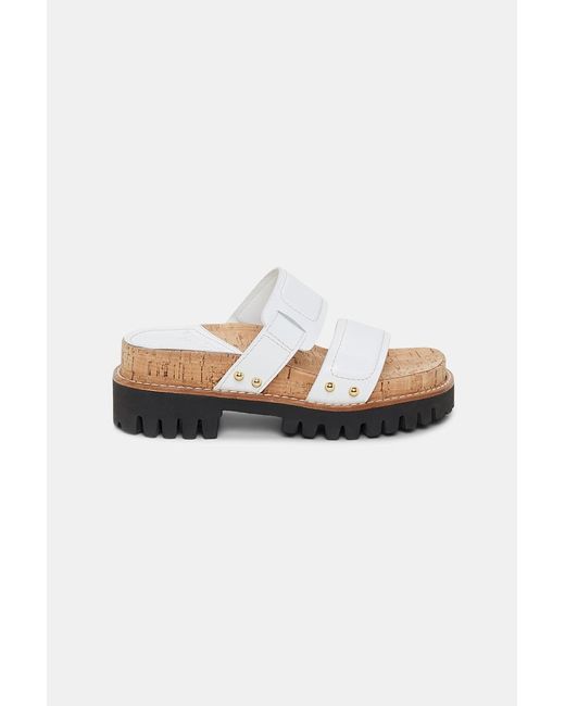 Dorothee Schumacher White Sporty Leather Slides With Lug Sole