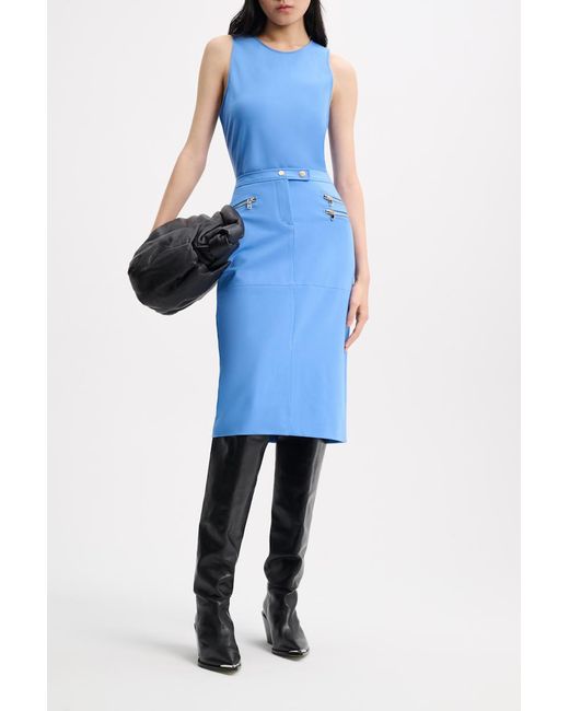 Dorothee Schumacher Blue Punto Milano Skirt With Zipper Detailing