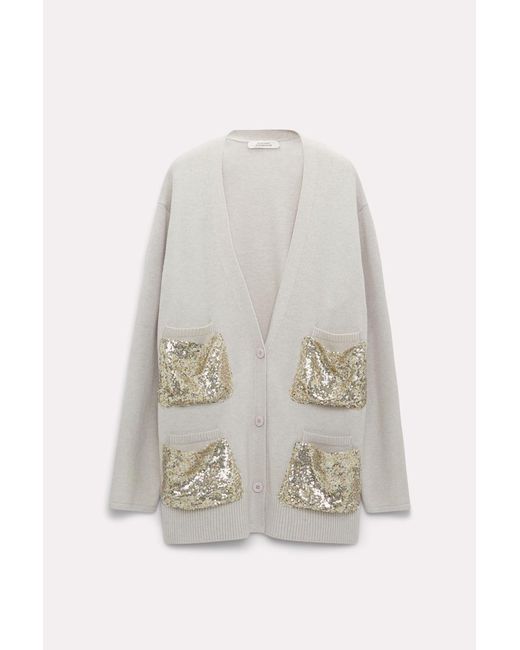Dorothee Schumacher White Cardigan With Sequin Pockets
