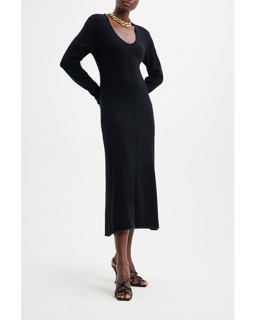 Dorothee Schumacher Black Knit Dress With Seam Detailing