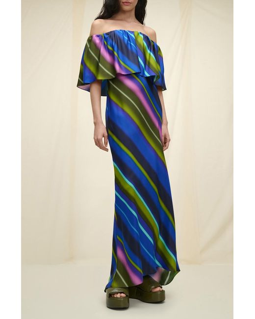 Dorothee Schumacher Blue Bias Cut Silk Twill Maxi Dress
