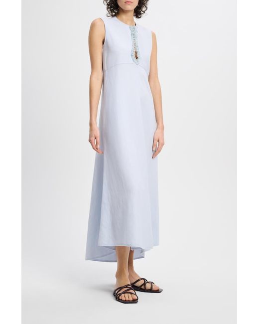 Dorothee Schumacher Blue Kleid aus Leinenmix mit Embroidery