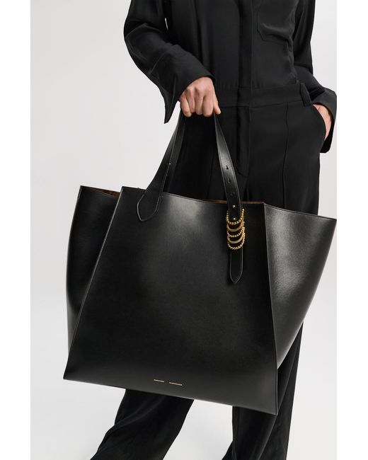 Dorothee Schumacher Black Xl Tote Bag In Soft Calf Leather With D-ring Hardware
