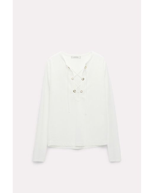 Dorothee Schumacher White Lace Front Top In Crêpe De Chine