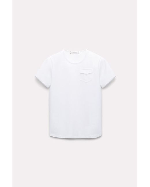 Dorothee Schumacher White Round Neck T-shirt With Mini Western Flap Pocket