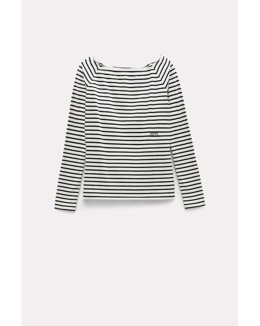 Dorothee Schumacher White Embroidered Striped Top With A Bateau Neckline