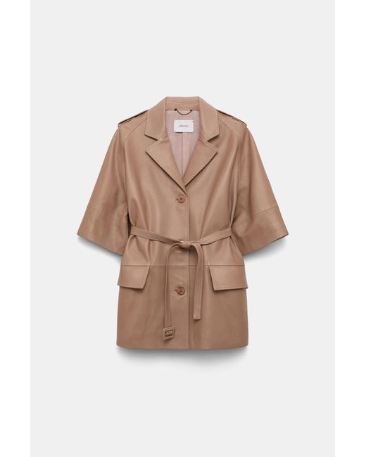 Dorothee Schumacher Brown Kurzmantel aus Lammleder mit Bindegürtel