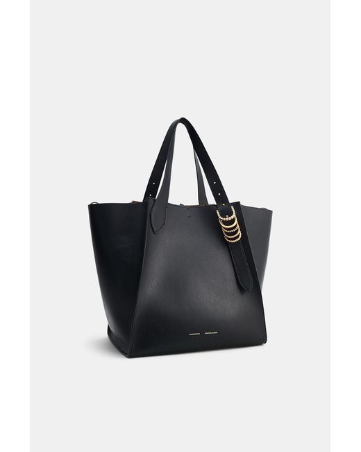Dorothee Schumacher Black Tote Bag In Soft Calf Leather With D-ring Hardware