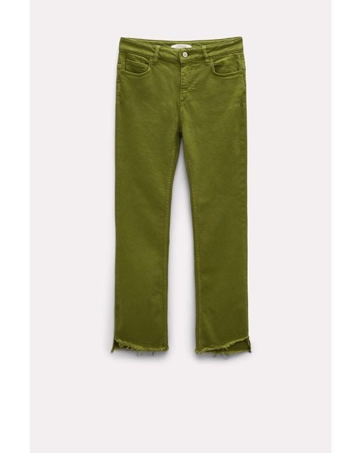 Dorothee Schumacher Green Flared Ankle Jeans With Cutoff Hem