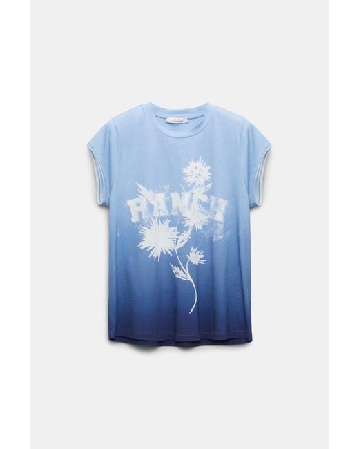 Dorothee Schumacher Blue Color Fade Cotton T-shirt With Print