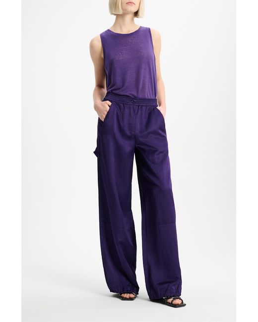 Dorothee Schumacher Purple Hemp Tank Top With Pineapple Embroidery At The Nape