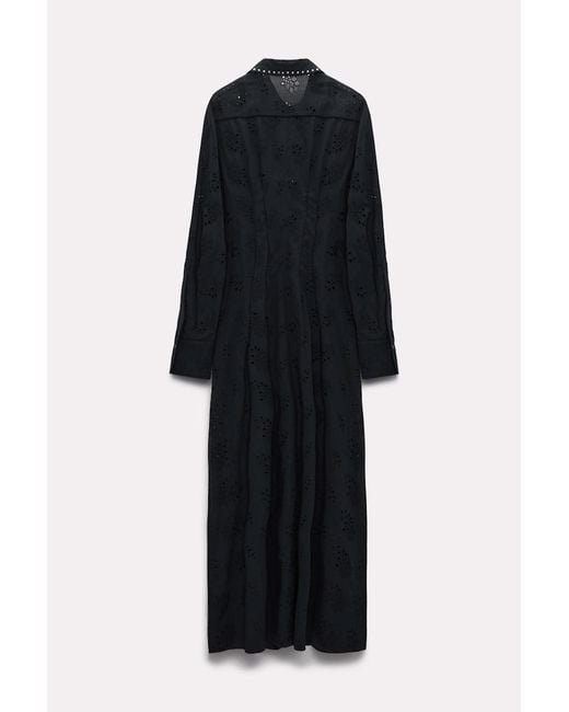 Dorothee Schumacher Black Shirtdress In Broderie Anglaise With Studs