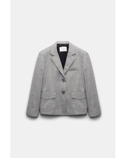 Dorothee Schumacher Gray Cropped Blazer With 3/4 Sleeves And Western-style Pockets