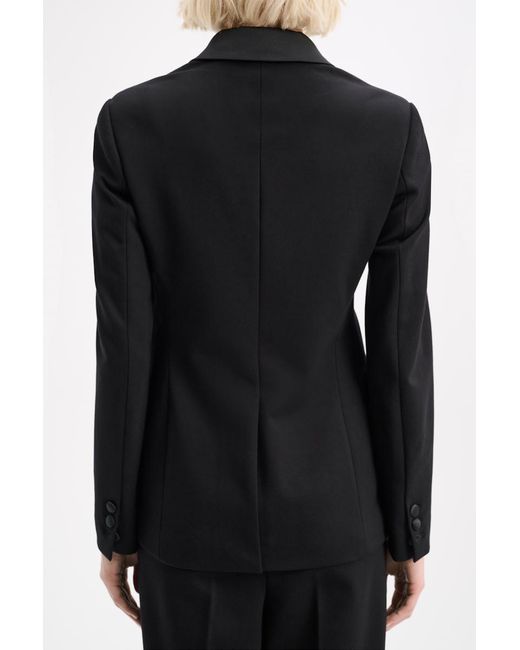 Dorothee Schumacher Black Double-breasted Blazer In Punto Milano With Satin Detailing