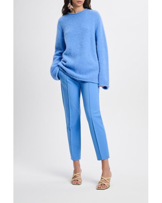 Dorothee Schumacher Blue Alpaca Mix Knit Pullover With Rolled Seams
