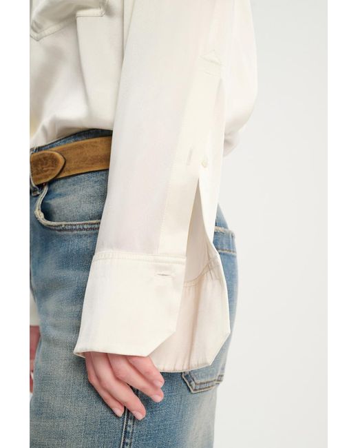 Dorothee Schumacher White Silk Charmeuse Blouse With Collar Detail