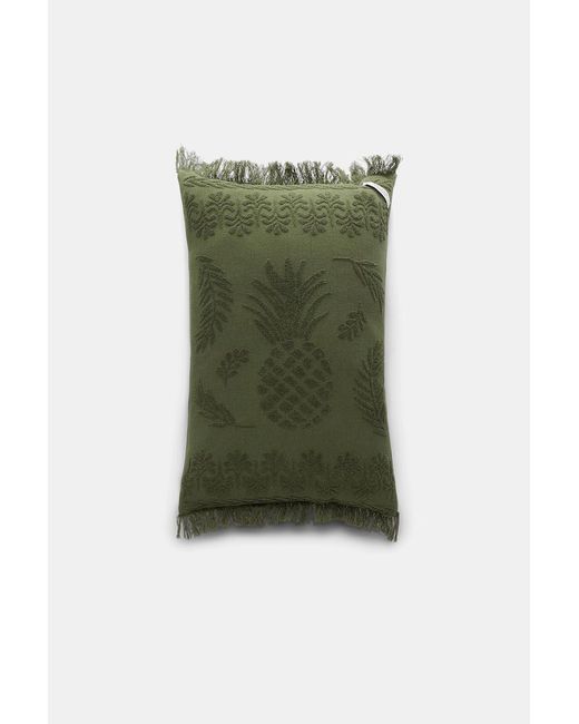 Dorothee Schumacher Green Cotton Pillow With Woven Jacquard Pineapple Pattern