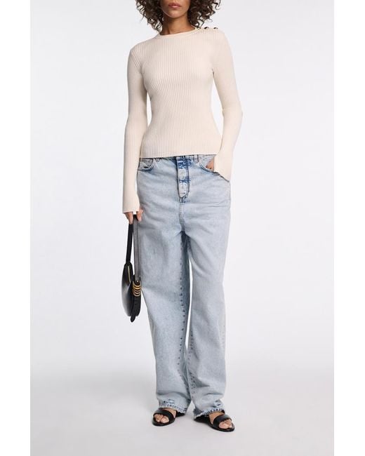 Dorothee Schumacher White Wool-Silk Blend Ribbed Pullover