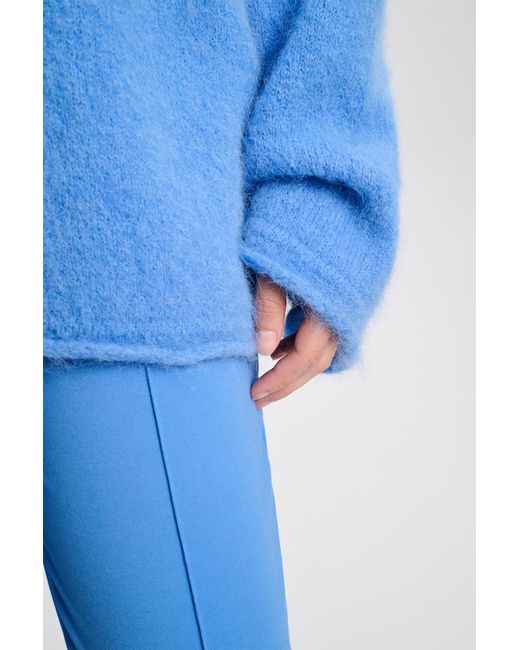 Dorothee Schumacher Blue Alpaca Mix Knit Pullover With Rolled Seams