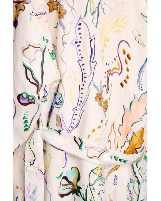 Dorothee Schumacher White Kaftan Mantel aus Leinen mit Signature-Print